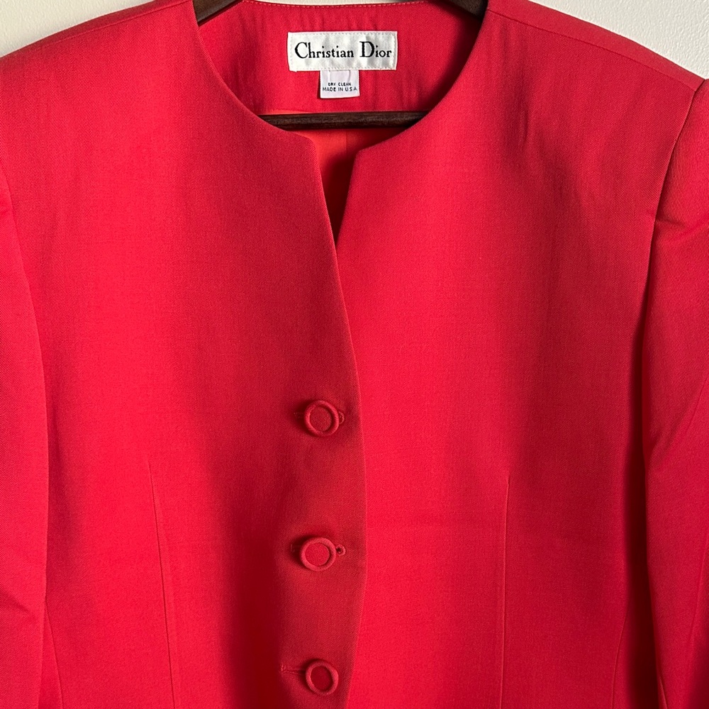 Dior Christian Dior Vintage Women's Vibrant Pink/Coral Button Blazer - Picture 5 of 9